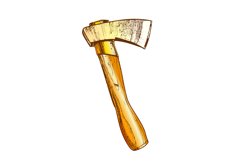 Color Wooden Cutting lumberjack Instrument Ax Vector Product Image 1