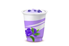 Yoghurt Dessert Blank Cup With Blueberry Vector Product Image 1