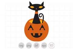 Halloween Cat in Pumpkin SVG and Clipart Product Image 1