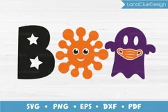 Boo - Covid Halloween SVG, Ghost with Face Mask, Quarantine Product Image 4
