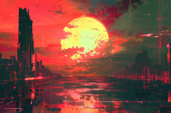 Sunset City Background Wallpaper Product Image 1
