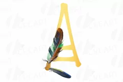 Tribal golden alphabet with feathers clip art, png files Product Image 9