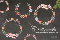 Floss Wreaths Watercolor 8 Flowers Leaves Purple Banners Product Image 2