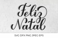 Feliz Natal lettering. Merry Christmas in Portuguese SVG Product Image 1