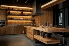 Modern kitchen interior with wooden finish Product Image 1
