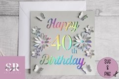 3D 40th Birthday card | Paper cutting | birthday card SVG Product Image 3