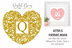 Letter Q paper cut design. SVG / DXF / EPS / PNG files Product Image 1