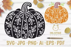Floral Pumpkin svg, Thanksgiving Floral Decor Product Image 1