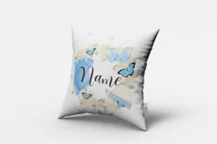 Watercolor Blue Newborn Baby Wreath Design PNG Product Image 4