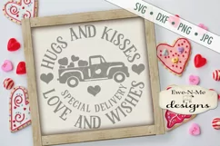 Hugs Kisses Valentine Truck SVG DXF Cut File Product Image 1