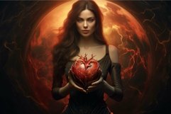Mystical sorceress holding fiery heart Product Image 1