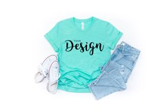 Bella Canvas Mockup 3001 Heather Mint T-shirt Unisex Tee Product Image 1