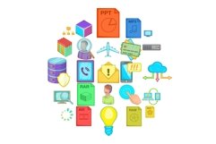 Server icons set, cartoon style Product Image 1