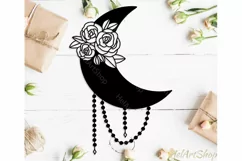 Moon svg, Floral moon svg, Moon flowers svg, cut file Product Image 1