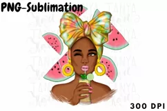 Watermelon Design | Afro Woman | Sublimation Png Product Image 1