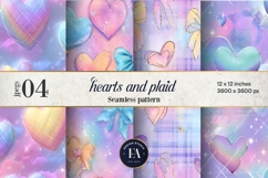 Pastel Hearts Plaid Digital Paper, Cute Seamless Pattern Product Image 1