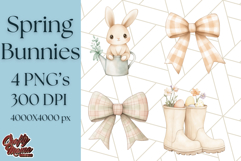 Spring Bunnies PNG Watercolor Bunny Clipart, Pastel Easter Product Image 1
