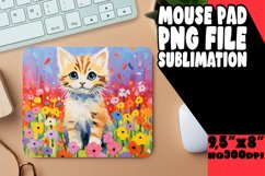 Sweet Cat and Flowers Mouse Pad Design PNG Product Image 1
