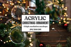 Acrylic Christmas Ornament Mockups | Clear Round Holiday Product Image 1