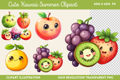 Cute Kawaii Summer Clipart PNG Product Image 1