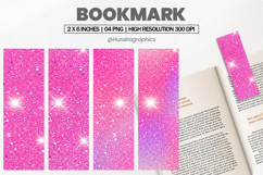 Pink Glitter Sparkle Bookmarks PNG, Bookmark Sublimation Product Image 1