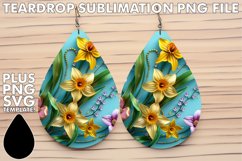 Springtime Magic: 3D Teardrop Earring Floral Print PNG Product Image 1