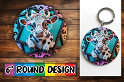 Heartfelt Circle Keychain Sublimation, Cute Cow Product Image 1
