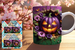 Creative 11oz Mug Wrap Png Template , 3D Pumpkin Product Image 1