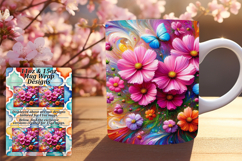 Fresh 15oz Mug Wrap Png Template , Flowers Product Image 1