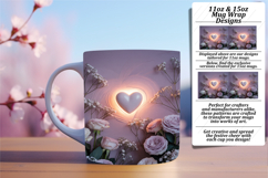 Gorgeous Png Mug Wrap Design 15oz , 3D Heart Product Image 1