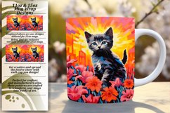 Adorable Kitty in Floral Mug Wrap Design Product Image 1
