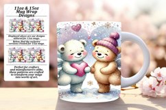 Luxurious 11oz Mug Wrap Png Design , Valentine Bear Product Image 1