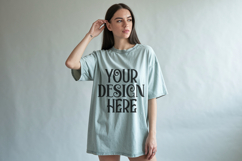 Chalky Mint Comfort Colors 1717 T-shirt Mockups, Real Model Product Image 1