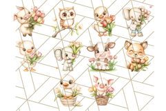 Cute Animals with Tulips PNG, Spring Flower Clipart Download Product Image 5