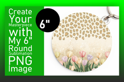 Vibrant Round Design Keychain Artwork , Leopard Print Product Image 1