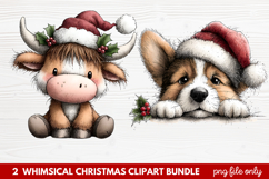 Whimsical Christmas Clipart | Cute Festive Holiday PNG Product Image 1