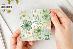 Soft Rainbow Clover Floral Square Coaster PNG Sublimation De Product Image 1