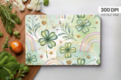Soft Rainbow Clover Floral Cutting Board PNG Sublimation Des Product Image 1
