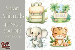Jungle Safari Animals PNG Cute Pastel Wild Animal Clipart Product Image 1