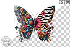 Vibrant Floral Butterfly Sublimation - Clipart PNG Design Product Image 1