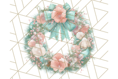 Coral and Aqua Christmas Clipart PNG, Pastel Holiday Art Product Image 4
