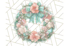Coral and Aqua Christmas Clipart PNG, Pastel Holiday Art Product Image 4