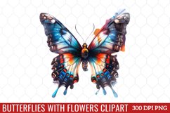 Butterflies With Flowers Clipart Product Image 1