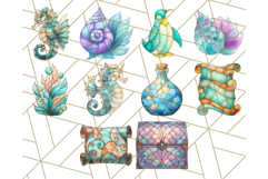 Stained Glass Sea Creatures PNG Clipart, Ocean Fantasy Product Image 4
