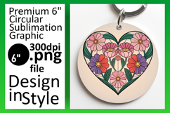 Unique Circle PNG Car Coaster Design , Flowers Heart Product Image 1
