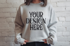 Ash Gildan 18000 Sweatshirt Mockup,G18000 Crewneck Sweatshir Product Image 1