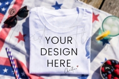 4th Of July White T-Shirt Mockup Flatlay Product Image 1