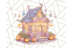 Pastel Halloween Town PNG Clipart, Spooky Shops & Homes Png Product Image 4