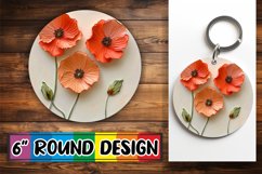 3D Floral Tranquility: Sublimation Circle Design Product Image 1