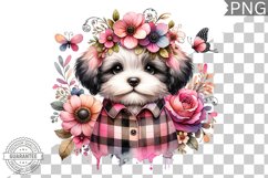 Dog With Flowers Sublimation - Clipart PNG Design Product Image 1